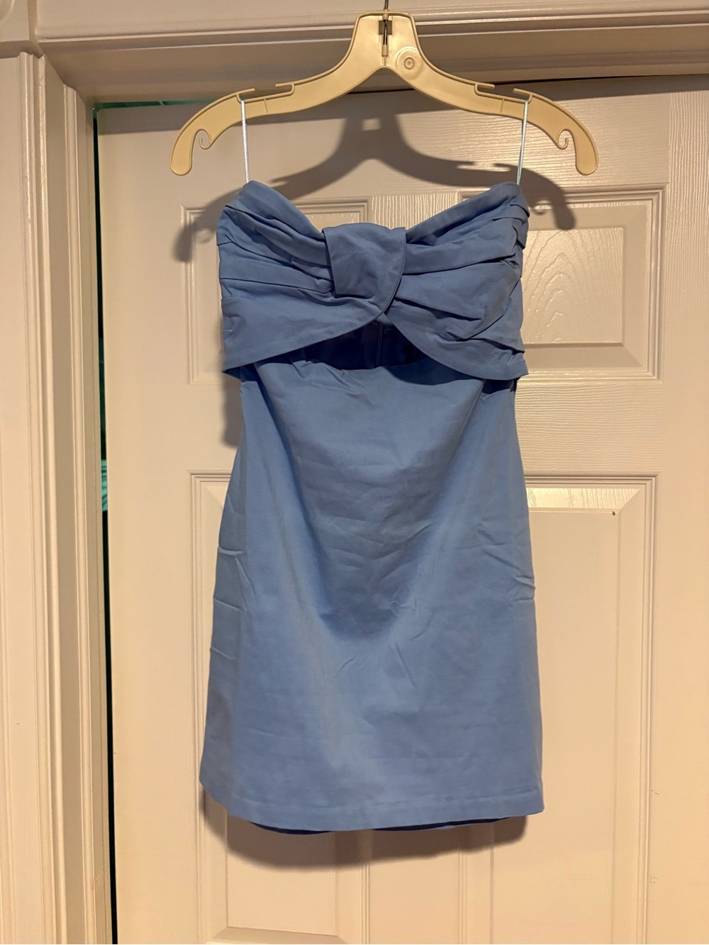 Cotton Candy LA Strapless Twisti-Front Mini Dress in Light Blue
